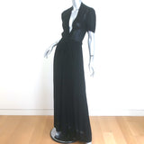 Isabel Marant Etoile Kamil Pleated Maxi Dress Black Crinkled Voile Size 34