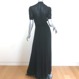 Isabel Marant Etoile Kamil Pleated Maxi Dress Black Crinkled Voile Size 34