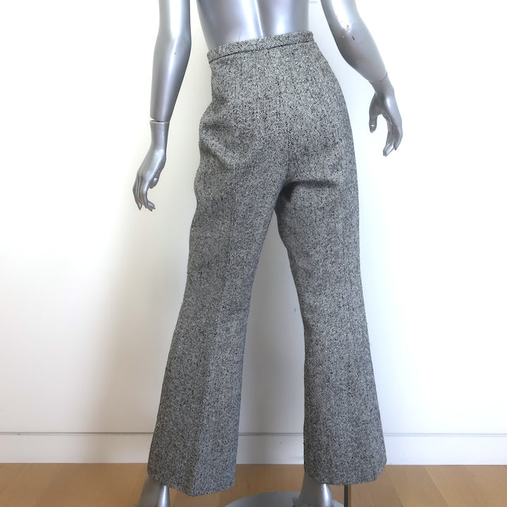 Prada Tweed Flared Trousers Black/White Virgin Wool Size 44
