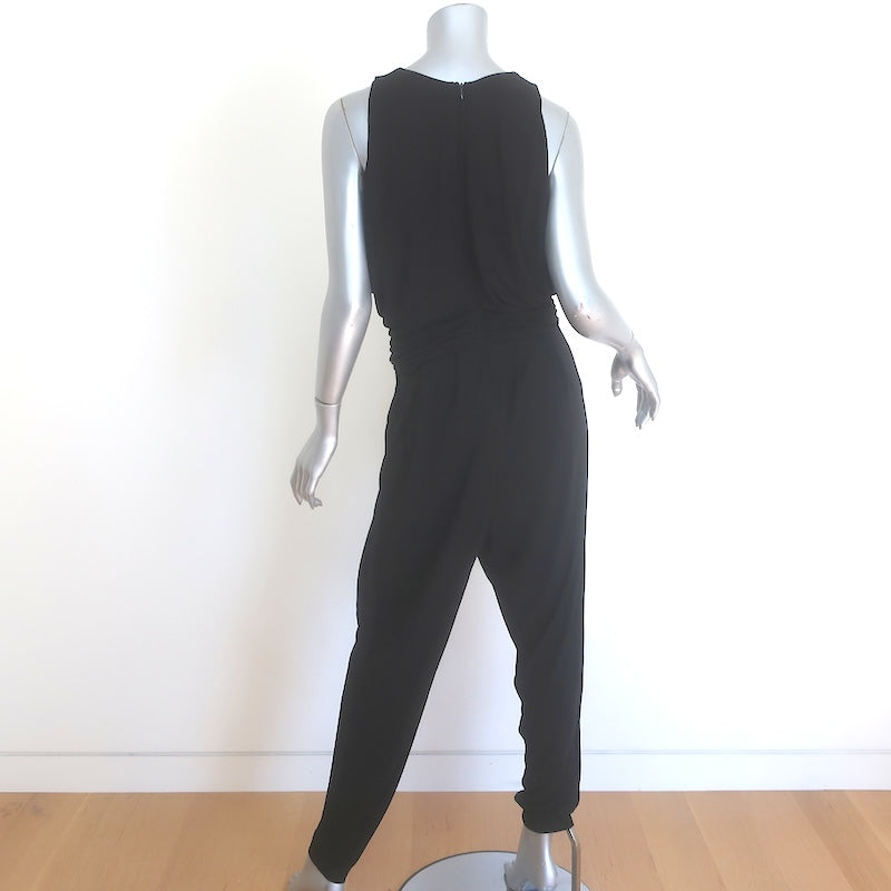 Max Mara Sleeveless Draped Jersey Jumpsuit Black Size Medium