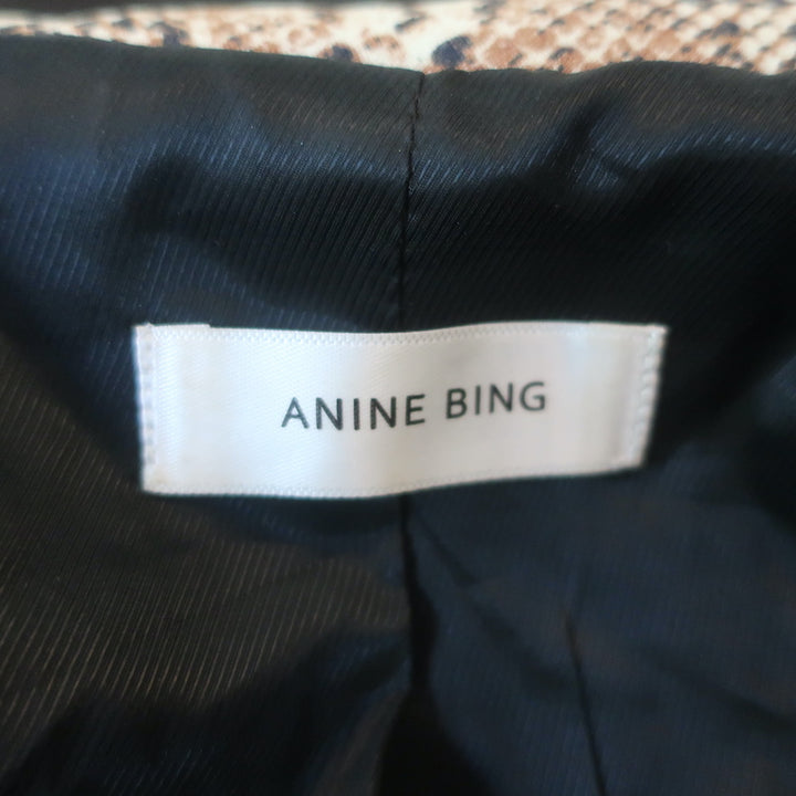 Anine Bing Double Breasted Blazer Madeleine Beige Snakeskin Print Size Medium