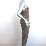 Reformation Shea Strapless Ruched Cheetah Print Mesh Midi Dress Size Large NEW