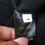 Isabel Marant Etoile Kamil Pleated Maxi Dress Black Crinkled Voile Size 34