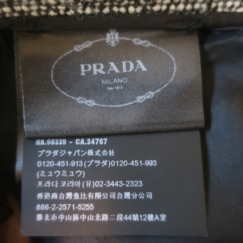 Prada Tweed Flared Trousers Black/White Virgin Wool Size 44