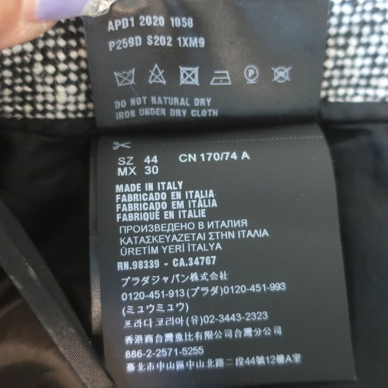 Prada Tweed Flared Trousers Black/White Virgin Wool Size 44