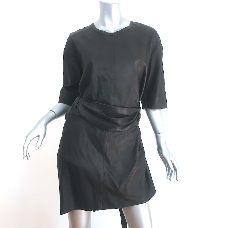 IRO Leather Wrap Dress Abigail Black Size 40 Short Sleeve Mini Celebrity Owned IRO Leather Wrap Dress Abigail Black Size 40 Short Sleeve Mini Celebrity Owned