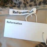 Reformation Shea Strapless Ruched Cheetah Print Mesh Midi Dress Size Large NEW