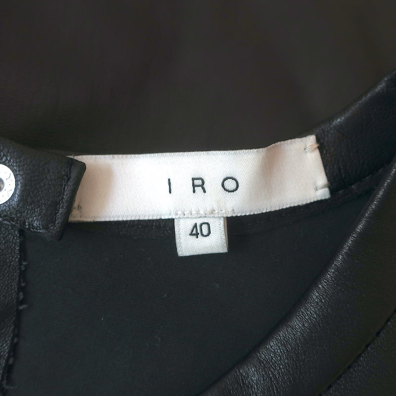 IRO Leather Wrap Dress Abigail Black Size 40 Short Sleeve Mini