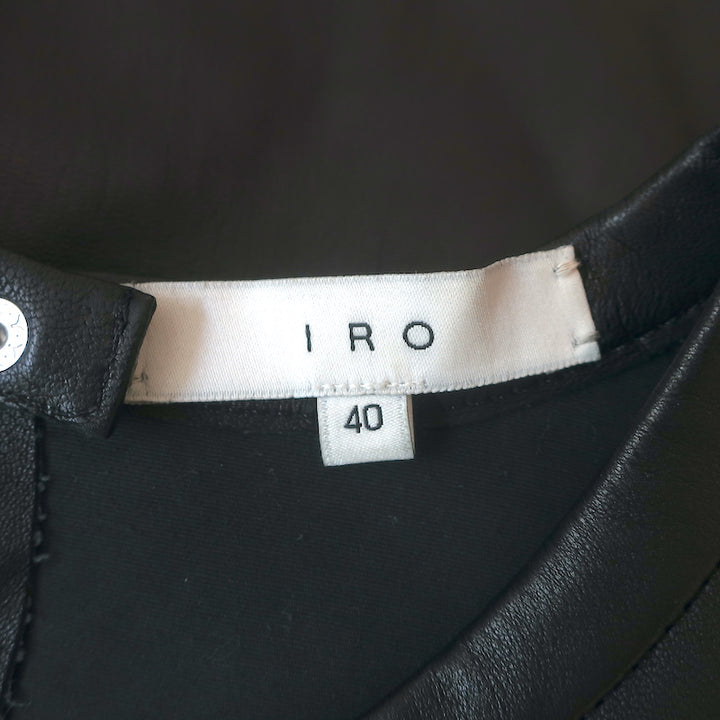 IRO Leather Wrap Dress Abigail Black Size 40 Short Sleeve Mini