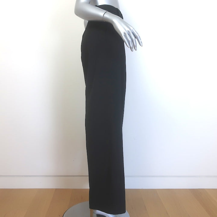 GANNI Wide Leg Suit Trousers Black Stretch Wool Twill Size 40