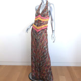 Missoni Zig Zag Knit Halter Maxi Dress Multicolor Rayon Size 44
