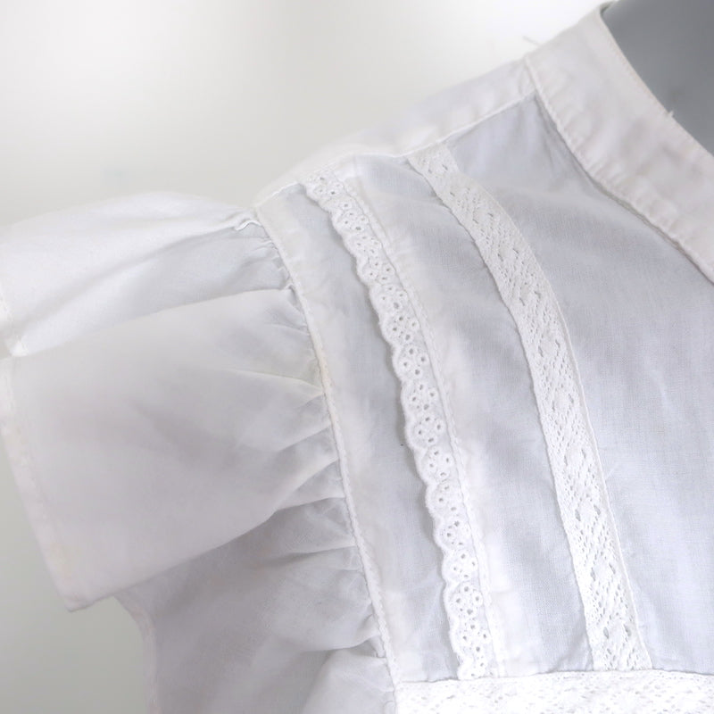 Xirena Flutter Sleeve Top Luna White Lace-Trim Cotton Size Medium