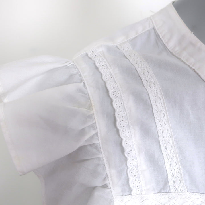 Xirena Flutter Sleeve Top Luna White Lace-Trim Cotton Size Medium