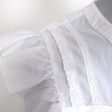 Xirena Flutter Sleeve Top Luna White Lace-Trim Cotton Size Medium