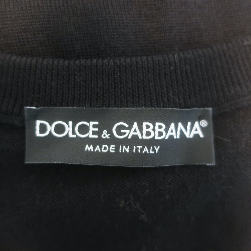 Dolce &amp; Gabbana Floral-Embroidered Puff Sleeve Cardigan Black Wool Size 40