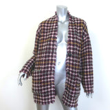Isabel Marant Dianaly Checked Tweed Coat Burgundy/Multi Wool-Blend Size 36