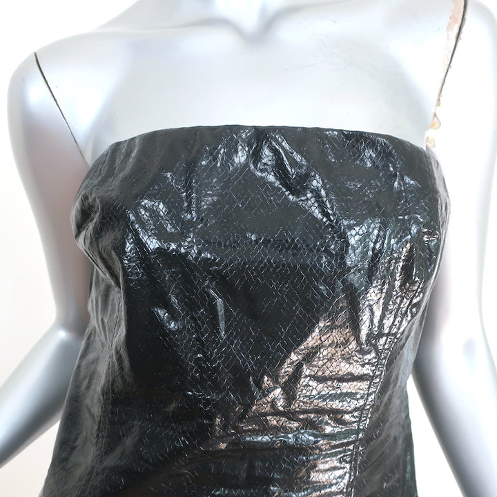 Rotate Birger Christensen Herla Strapless Snake-Effect Dress Black Size US 10