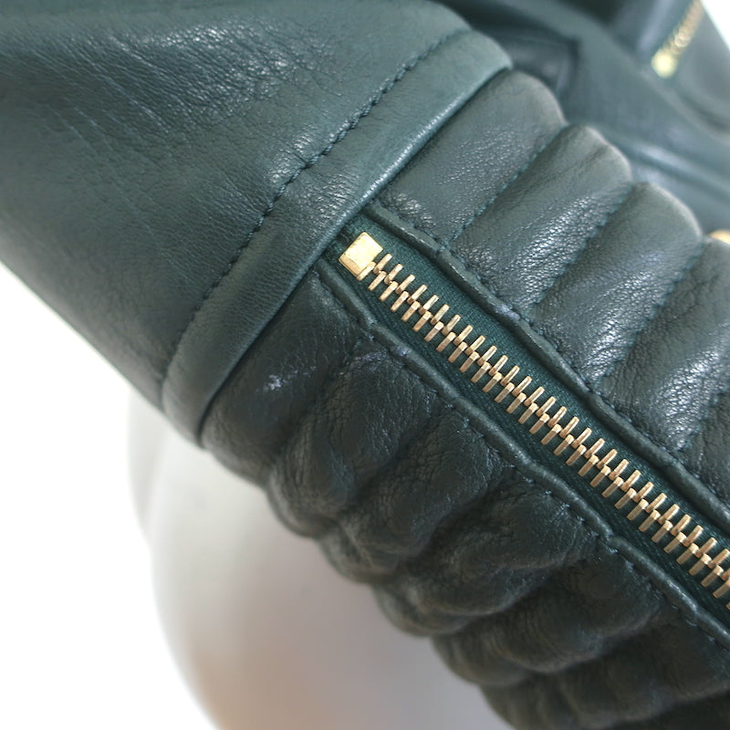 Louis Vuitton Convertible Biker Jacket Vest Emerald Leather Size 36
