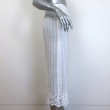 Doen Albina Crochet Lace-Trimmed Pintuck Midi Skirt White Ramie Size Extra Small