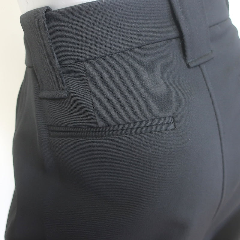 GANNI Wide Leg Suit Trousers Black Stretch Wool Twill Size 40