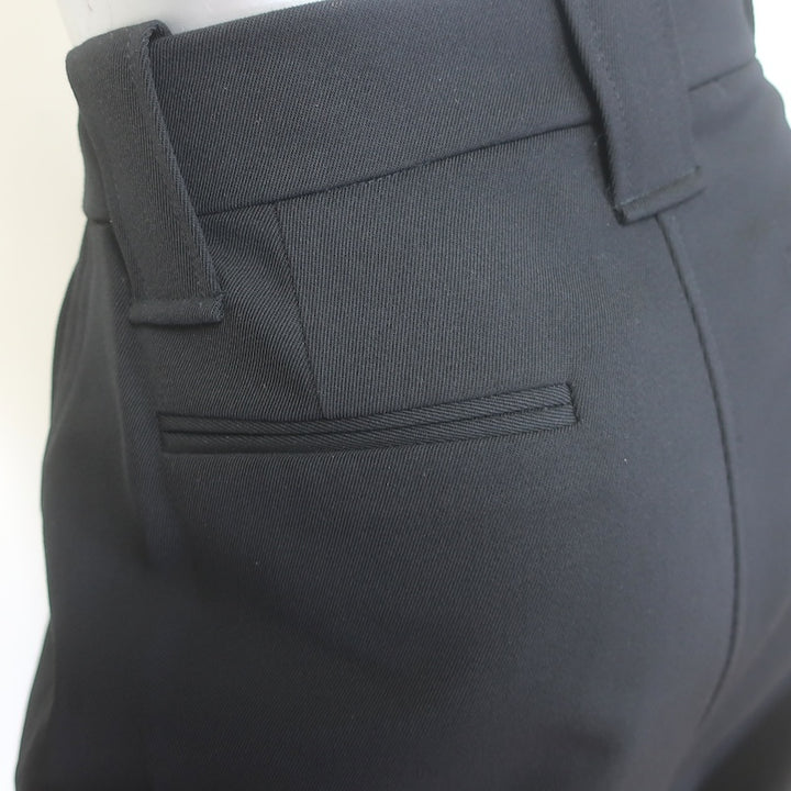 GANNI Wide Leg Suit Trousers Black Stretch Wool Twill Size 40