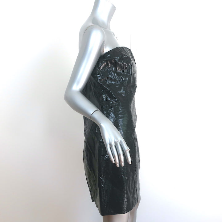 Rotate Birger Christensen Herla Strapless Snake-Effect Dress Black Size US 10