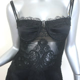 Versace Bustier Mini Dress Black Lace-Trimmed Pleated Silk Size 36
