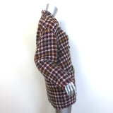 Isabel Marant Dianaly Checked Tweed Coat Burgundy/Multi Wool-Blend Size 36