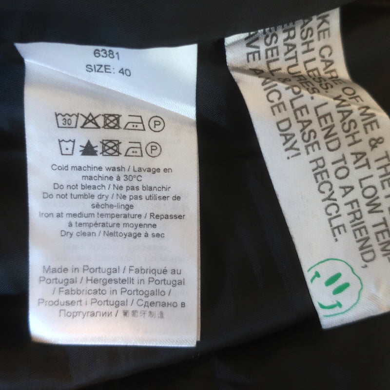 GANNI Wide Leg Suit Trousers Black Stretch Wool Twill Size 40