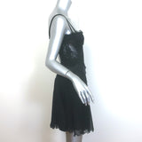Versace Bustier Mini Dress Black Lace-Trimmed Pleated Silk Size 36