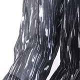 Vince Long Sleeve Midi Dress Black Brushstroke Print Silk Chiffon Size Medium