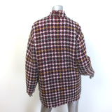 Isabel Marant Dianaly Checked Tweed Coat Burgundy/Multi Wool-Blend Size 36