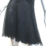 Versace Bustier Mini Dress Black Lace-Trimmed Pleated Silk Size 36