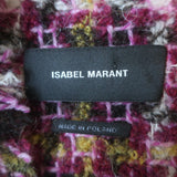 Isabel Marant Dianaly Checked Tweed Coat Burgundy/Multi Wool-Blend Size 36