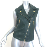 Louis Vuitton Convertible Biker Jacket Vest Emerald Leather Size 36