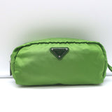 Prada Tessuto Long Cosmetic Bag Pea Green Nylon Small Pouch