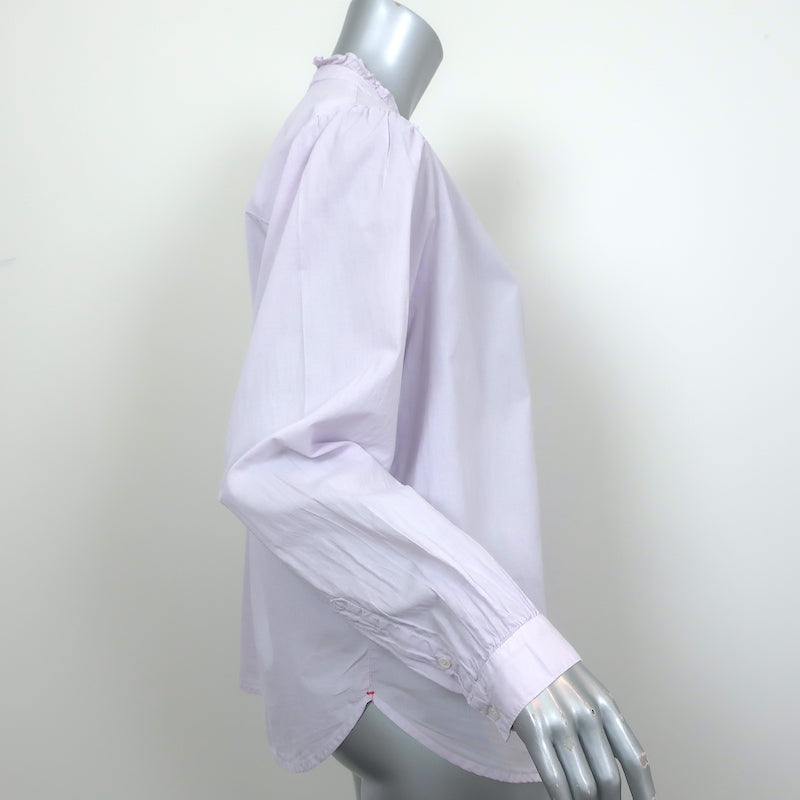 Xirena Ruffle Neck Button Down Shirt Light Purple Size Medium Long Sleeve Top