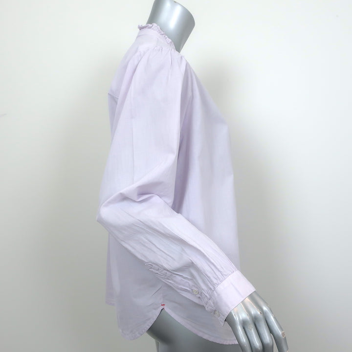 Xirena Ruffle Neck Button Down Shirt Light Purple Size Medium Long Sleeve Top
