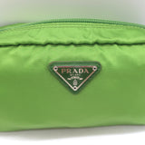Prada Tessuto Long Cosmetic Bag Pea Green Nylon Small Pouch
