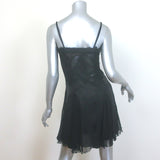 Versace Bustier Mini Dress Black Lace-Trimmed Pleated Silk Size 36