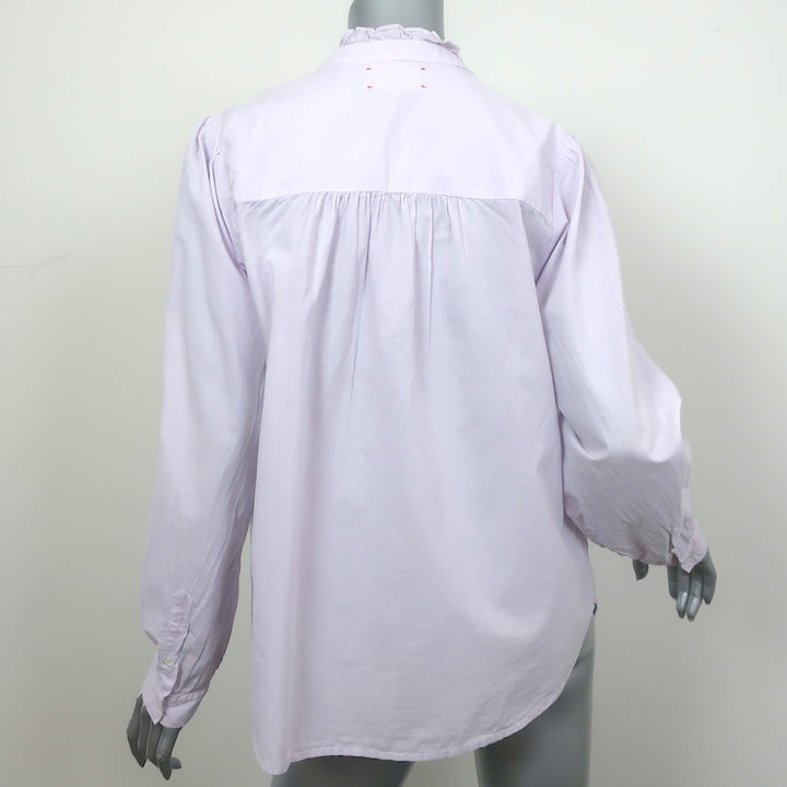 Xirena Ruffle Neck Button Down Shirt Light Purple Size Medium Long Sleeve Top