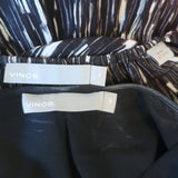 Vince Long Sleeve Midi Dress Black Brushstroke Print Silk Chiffon Size Medium