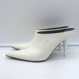Celine Pointed Toe Mules White Leather Size 38.5