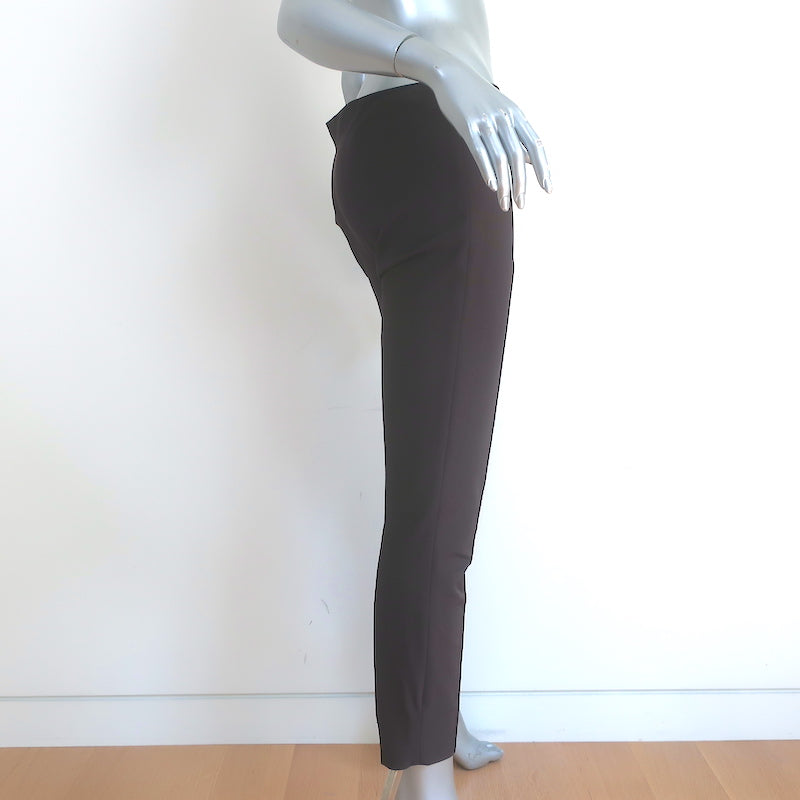 The Row Pintuck Cropped Pants Dark Brown Stretch Crepe Size 4