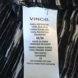 Vince Long Sleeve Midi Dress Black Brushstroke Print Silk Chiffon Size Medium