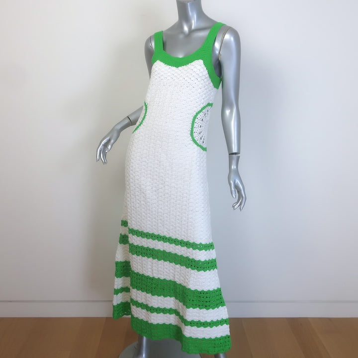 Ramy Brook Lindsay Crochet Knit Maxi Dress White/Green Cotton Size Small NEW