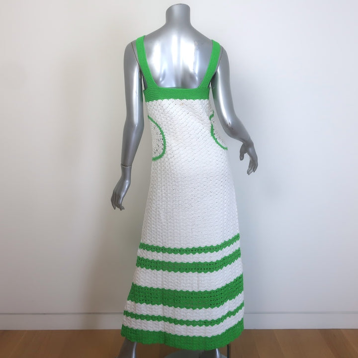 Ramy Brook Lindsay Crochet Knit Maxi Dress White/Green Cotton Size Small NEW