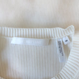 Helmut Lang Quarter Zip Tee White Ribbed Knit Size Medium Short Sleeve Top