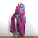 Hermes Les Sangles by J.Metz 140cm Scarf Shawl Fuchsia Cashmere-Silk