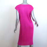 Pleats Please Issey Miyake July Cap Sleeve Midi Dress Hot Pink Size 5